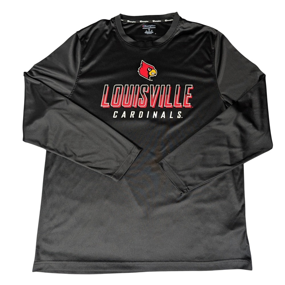 Champion Louisville Cardinals Long Sleeve Athletic T Shirt Men XL‎ Black